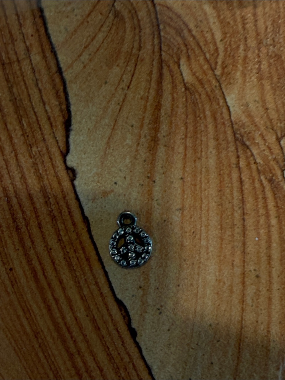 Lee Brevard Sterling Silver Mini CZ  Peace Sign Charm